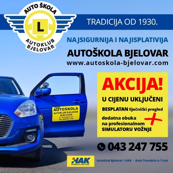 Mjesec pogodnosti u Autoškoli Autokluba Bjelovar, uz upis BESPLATAN liječnički pregled